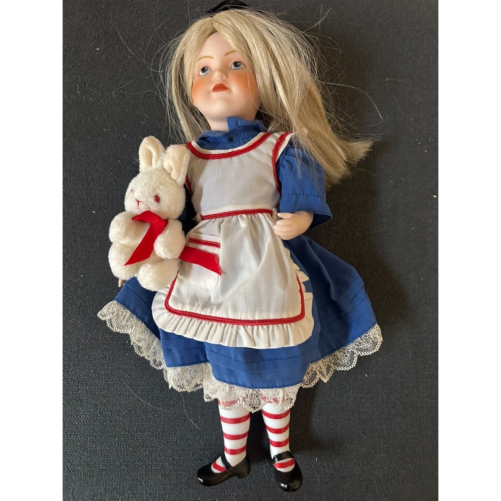 Franklin Heirloom Dolls Alice in Wonderland Carol Lawson 13in Porcelain Doll